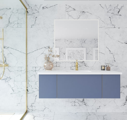 Laviva | Vitri 54" Nautical Blue Bathroom Vanity with VIVA Stone Matte White Solid Surface Countertop Laviva - Vanities Laviva   