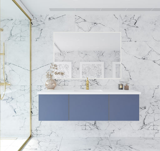 Laviva | Vitri 60" Nautical Blue Single Sink Bathroom Vanity with VIVA Stone Matte White Solid Surface Countertop Laviva - Vanities Laviva   