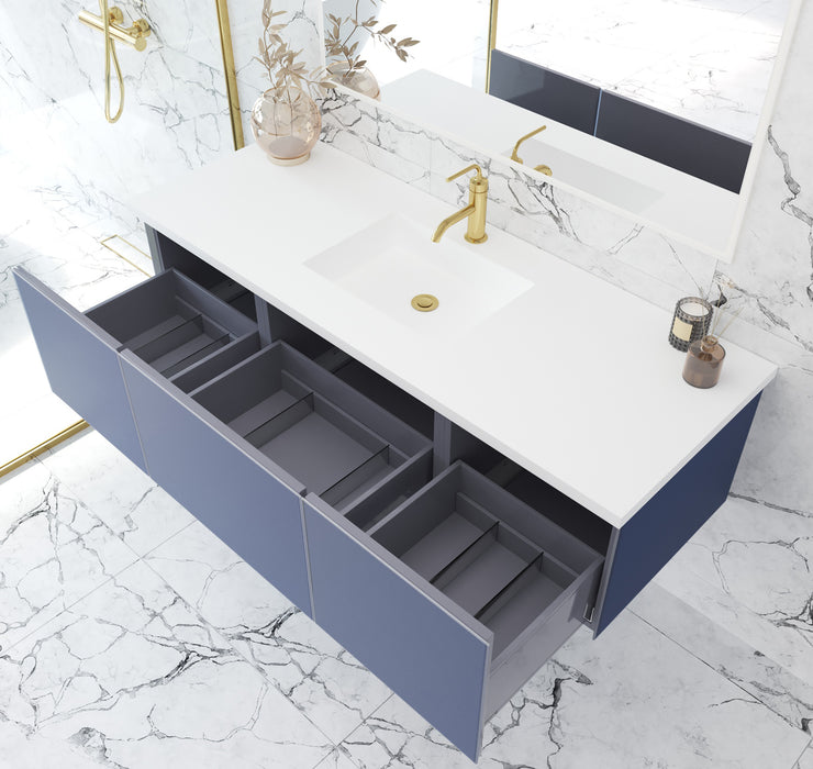 Laviva | Vitri 60" Nautical Blue Single Sink Bathroom Vanity with VIVA Stone Matte White Solid Surface Countertop Laviva - Vanities Laviva   