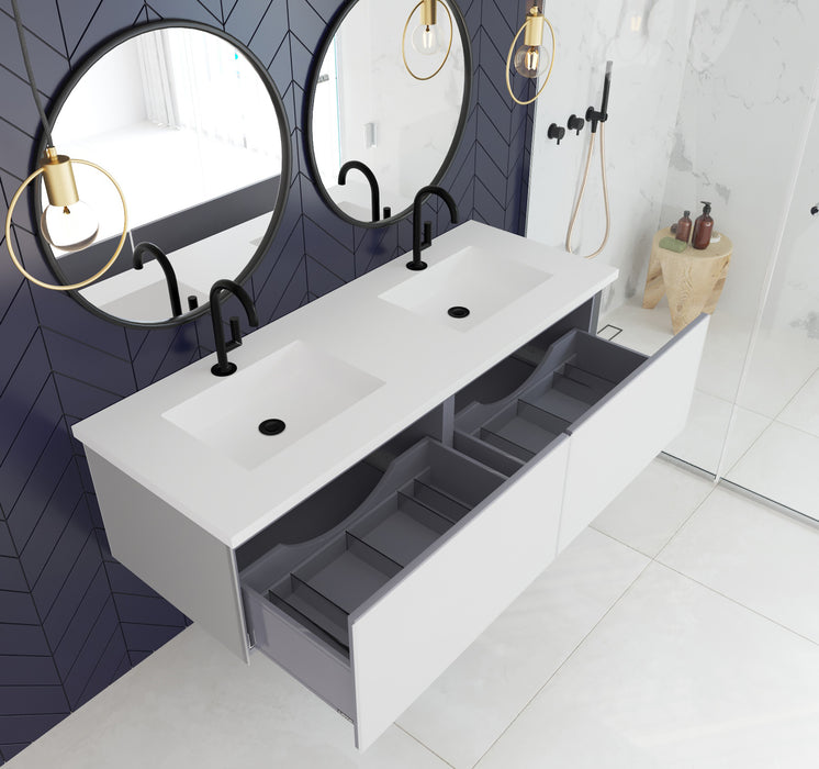 Laviva | Vitri 60" Cloud White Double Sink Bathroom Vanity with VIVA Stone Matte White Solid Surface Countertop Laviva - Vanities Laviva   