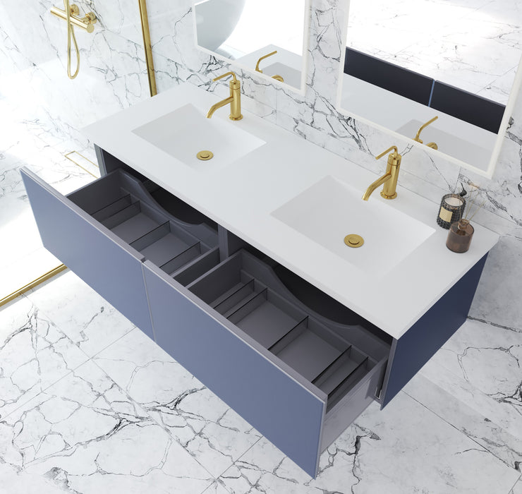 Laviva | Vitri 60" Nautical Blue Double Sink Bathroom Vanity with VIVA Stone Matte White Solid Surface Countertop Laviva - Vanities Laviva   