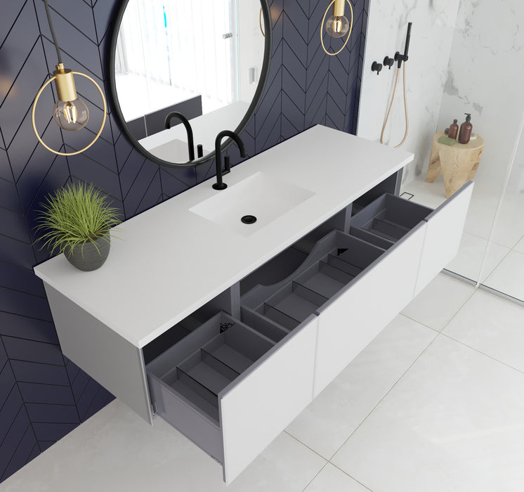 Laviva | Vitri 66" Cloud White Single Sink Bathroom Vanity with VIVA Stone Matte White Solid Surface Countertop Laviva - Vanities Laviva   