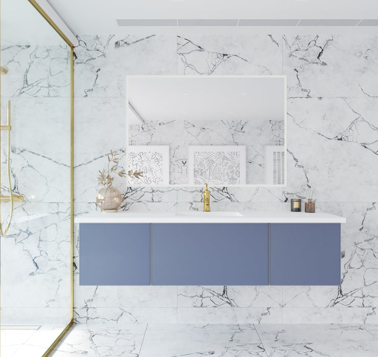 Laviva | Vitri 66" Nautical Blue Single Sink Bathroom Vanity with VIVA Stone Matte White Solid Surface Countertop Laviva - Vanities Laviva   