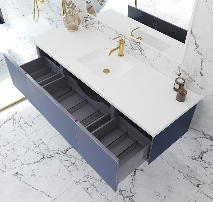 Laviva | Vitri 66" Nautical Blue Single Sink Bathroom Vanity with VIVA Stone Matte White Solid Surface Countertop Laviva - Vanities Laviva   