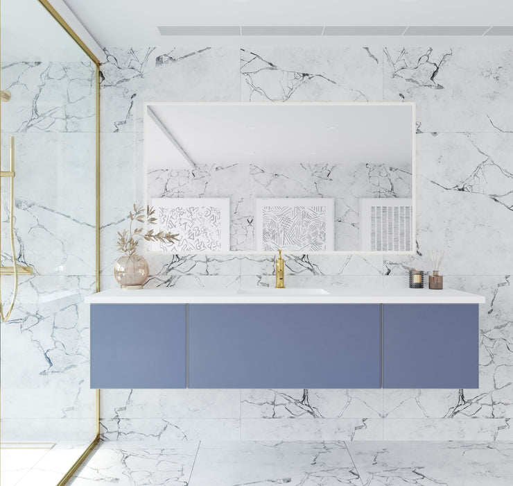 Laviva | Vitri 72" Nautical Blue Single Sink Bathroom Vanity with VIVA Stone Matte White Solid Surface Countertop Laviva - Vanities Laviva   