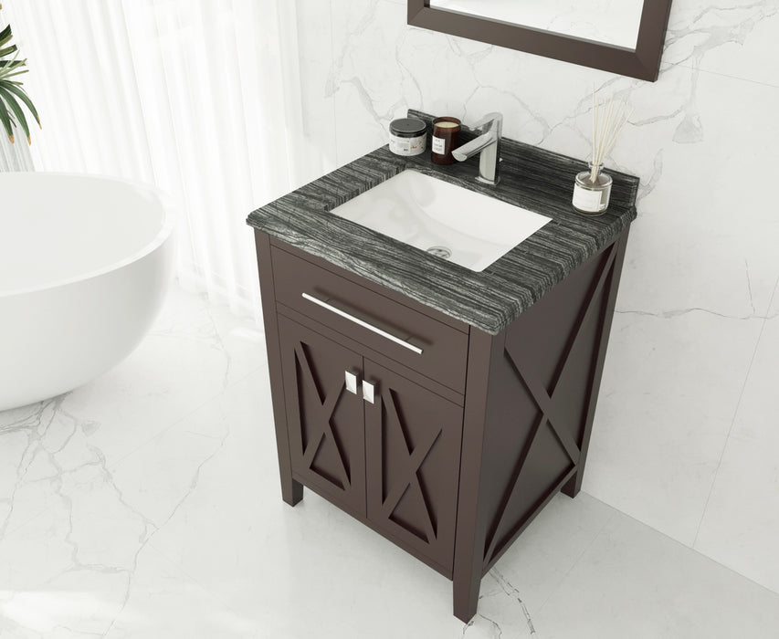 Laviva | Wimbledon 24" Brown Bathroom Vanity with Black Wood Marble Countertop Laviva - Vanities Laviva   