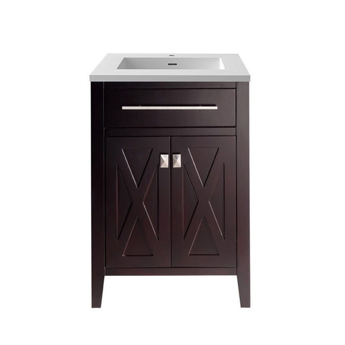 Laviva | Wimbledon 24" Brown Bathroom Vanity with Matte White VIVA Stone Solid Surface Countertop Laviva - Vanities Laviva   