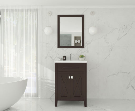 Laviva | Wimbledon 24" Brown Bathroom Vanity with Matte White VIVA Stone Solid Surface Countertop Laviva - Vanities Laviva   