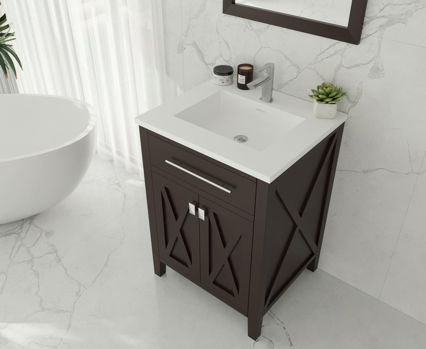 Laviva | Wimbledon 24" Brown Bathroom Vanity with Matte White VIVA Stone Solid Surface Countertop Laviva - Vanities Laviva   