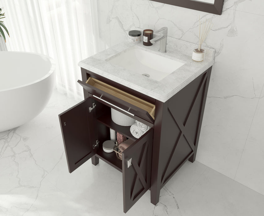 Laviva | Wimbledon 24" Brown Bathroom Vanity with Matte White VIVA Stone Solid Surface Countertop Laviva - Vanities Laviva   