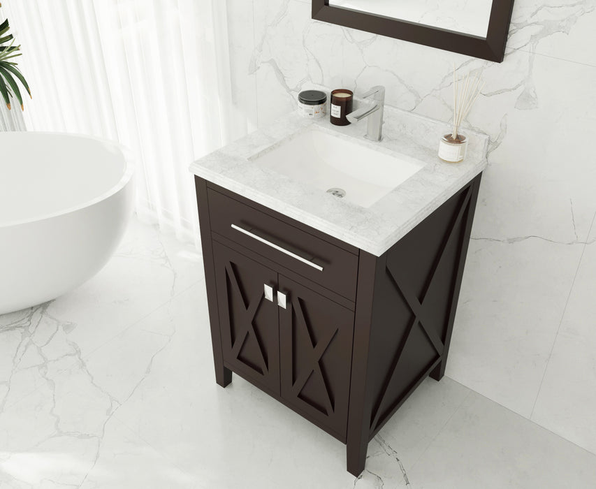 Laviva | Wimbledon 24" Brown Bathroom Vanity with White Carrara Marble Countertop Laviva - Vanities Laviva   