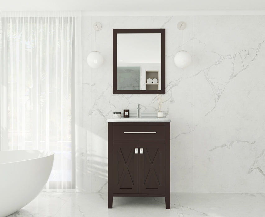 Laviva | Wimbledon 24" Brown Bathroom Vanity with White Stripes Marble Countertop Laviva - Vanities Laviva   