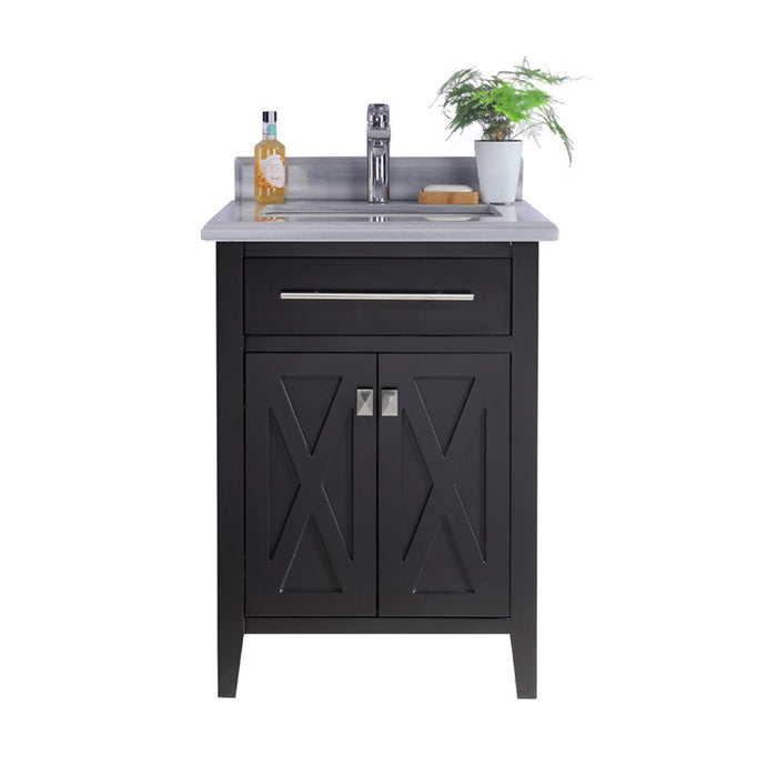 Laviva | Wimbledon 24" Espresso Bathroom Vanity with White Stripes Marble Countertop Laviva - Vanities Laviva   