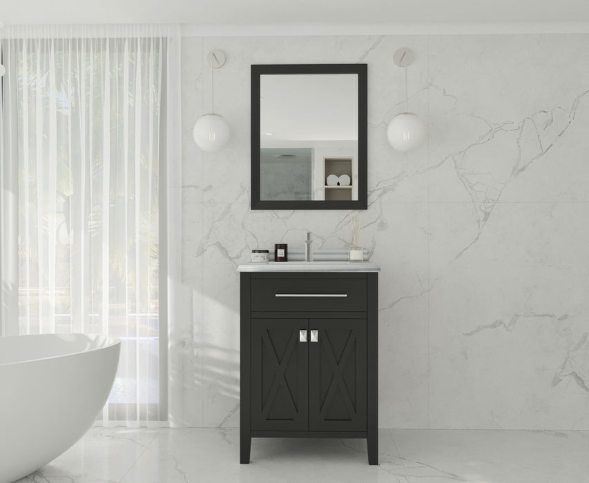 Laviva | Wimbledon 24" Espresso Bathroom Vanity with White Stripes Marble Countertop Laviva - Vanities Laviva   