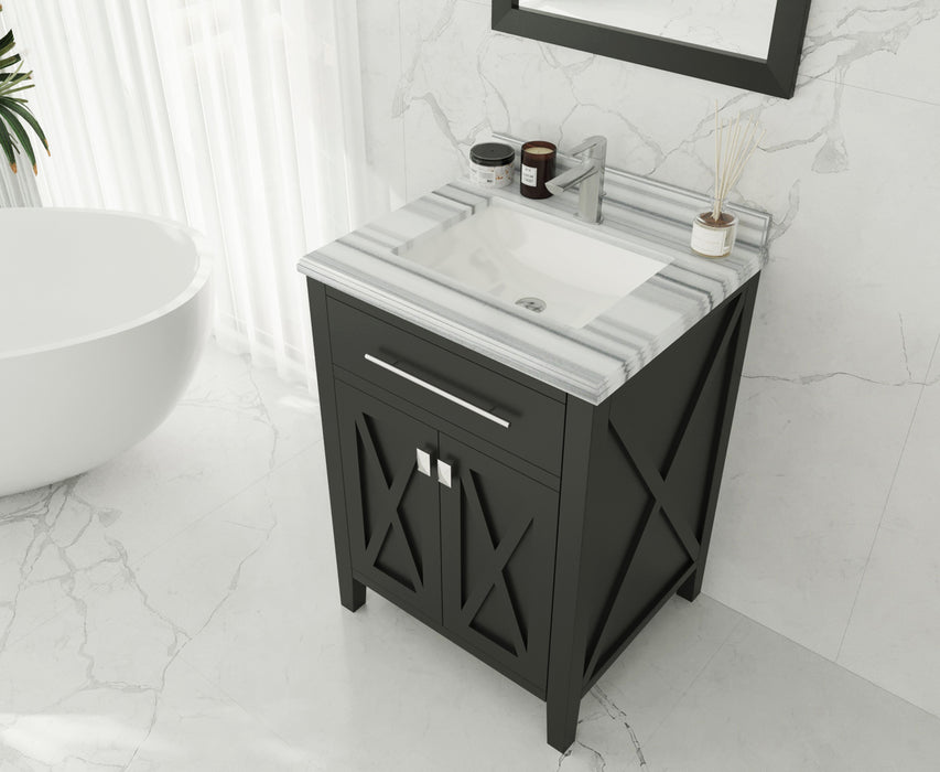 Laviva | Wimbledon 24" Espresso Bathroom Vanity with White Stripes Marble Countertop Laviva - Vanities Laviva   