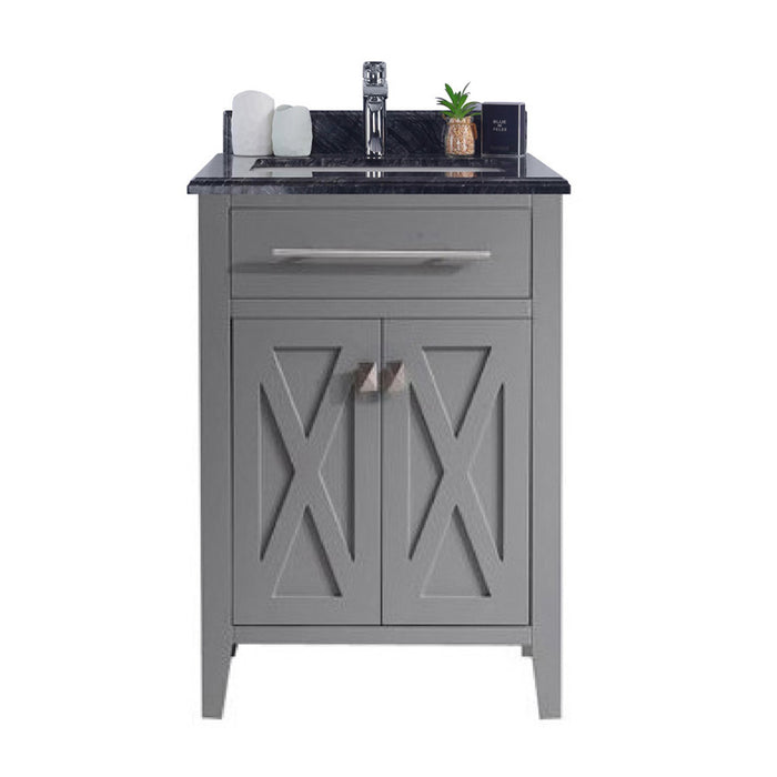 Laviva | Wimbledon 24" Grey Bathroom Vanity with Black Wood Marble Countertop Laviva - Vanities Laviva   