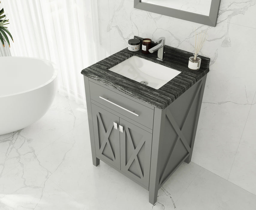 Laviva | Wimbledon 24" Grey Bathroom Vanity with Black Wood Marble Countertop Laviva - Vanities Laviva   