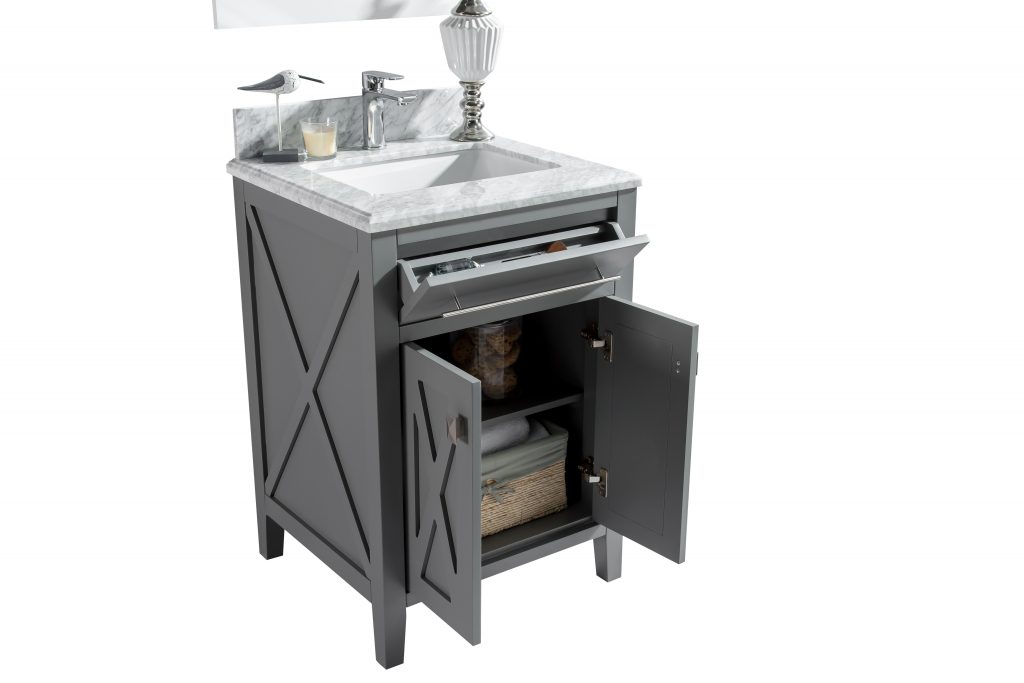 Laviva | Wimbledon 24" Grey Bathroom Vanity with Black Wood Marble Countertop Laviva - Vanities Laviva   