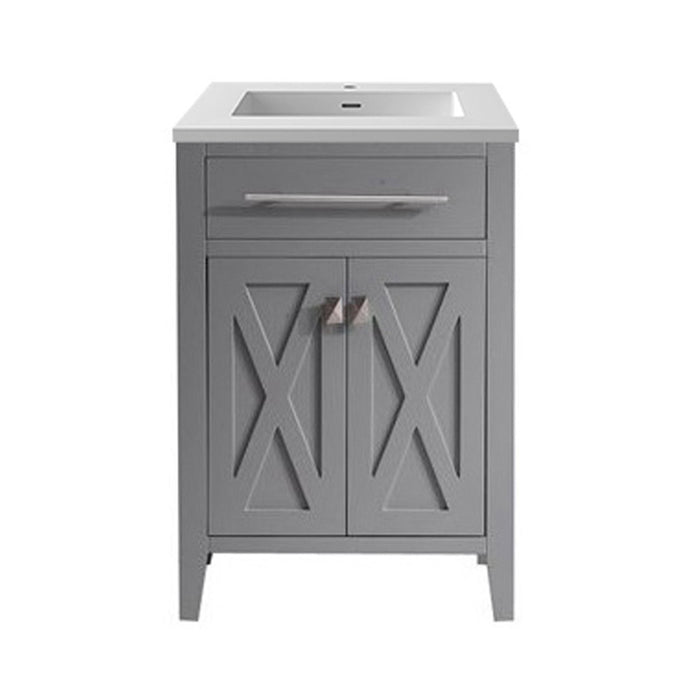 Laviva | Wimbledon 24" Grey Bathroom Vanity with Matte White VIVA Stone Solid Surface Countertop Laviva - Vanities Laviva   