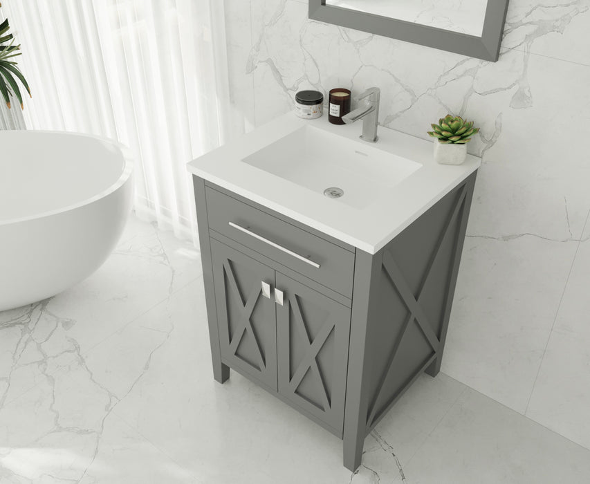 Laviva | Wimbledon 24" Grey Bathroom Vanity with Matte White VIVA Stone Solid Surface Countertop Laviva - Vanities Laviva   