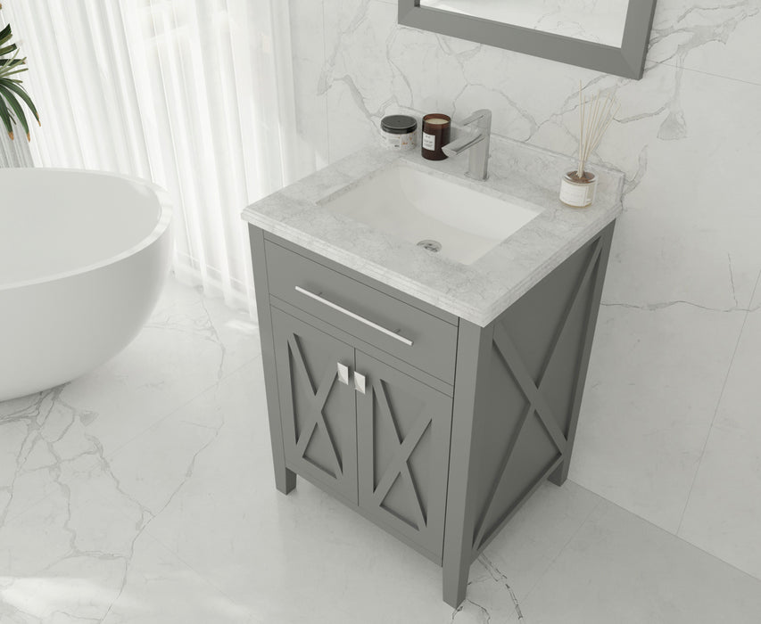 Laviva | Wimbledon 24" Grey Bathroom Vanity with White Carrara Marble Countertop Laviva - Vanities Laviva   