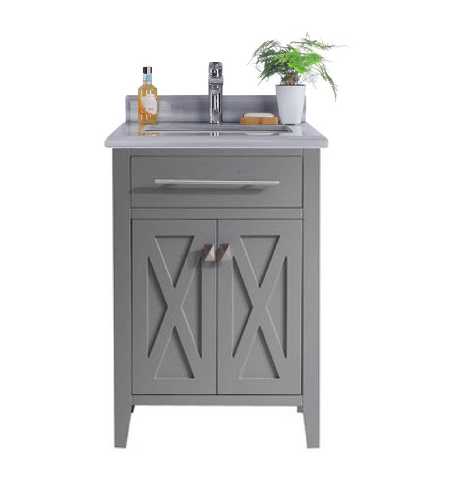 Laviva | Wimbledon 24" Grey Bathroom Vanity with White Stripes Marble Countertop Laviva - Vanities Laviva   