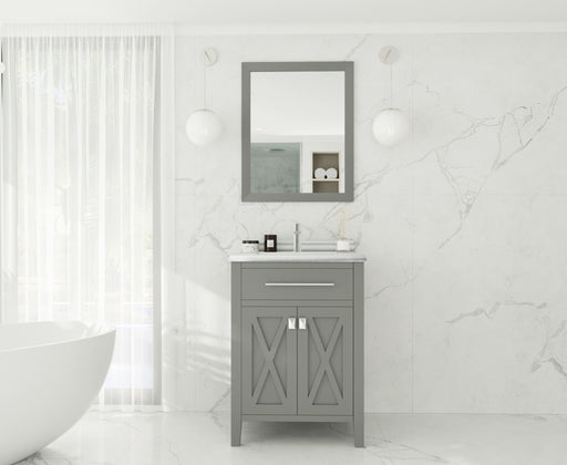 Laviva | Wimbledon 24" Grey Bathroom Vanity with White Stripes Marble Countertop Laviva - Vanities Laviva   