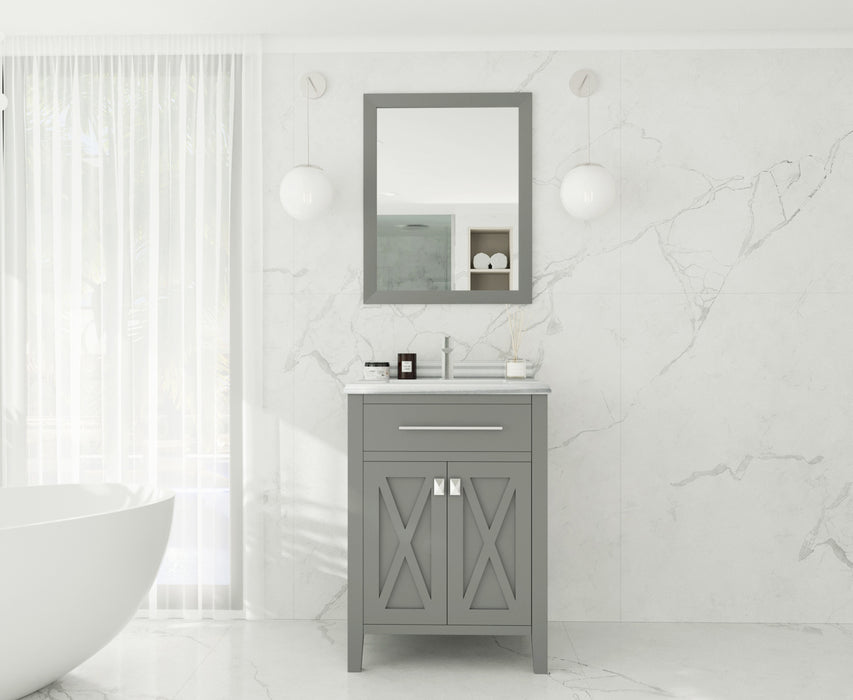 Laviva | Wimbledon 24" Grey Bathroom Vanity with White Stripes Marble Countertop Laviva - Vanities Laviva   