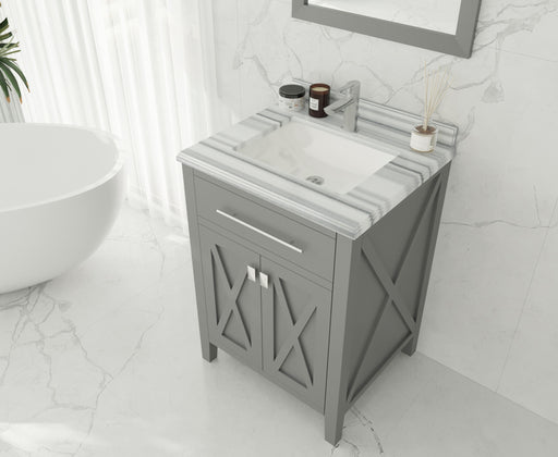 Laviva | Wimbledon 24" Grey Bathroom Vanity with White Stripes Marble Countertop Laviva - Vanities Laviva   