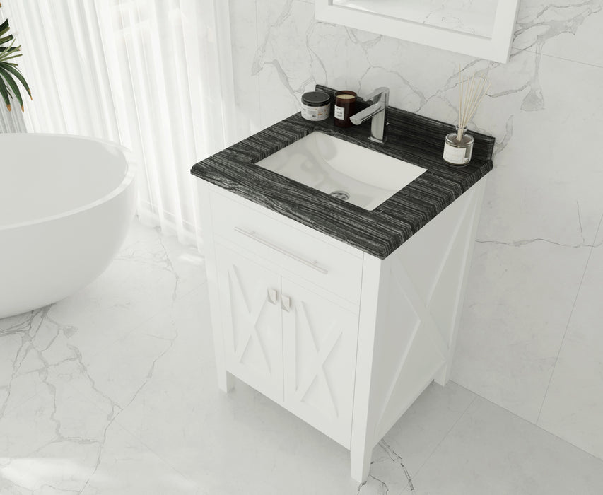 Laviva | Wimbledon 24" White Bathroom Vanity with Black Wood Marble Countertop Laviva - Vanities Laviva   