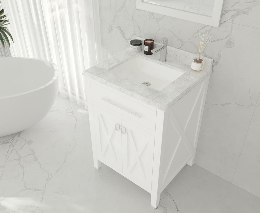 Laviva | Wimbledon 24" White Bathroom Vanity with White Carrara Marble Countertop Laviva - Vanities Laviva   