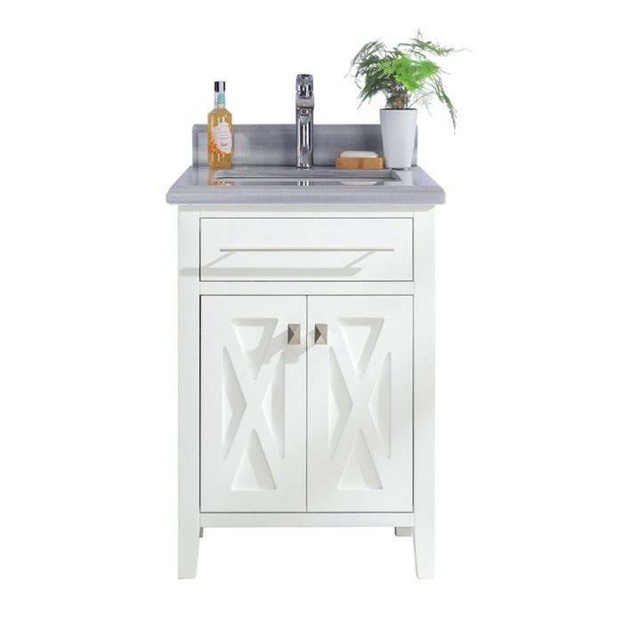 Laviva | Wimbledon 24" White Bathroom Vanity with White Stripes Marble Countertop Laviva - Vanities Laviva   