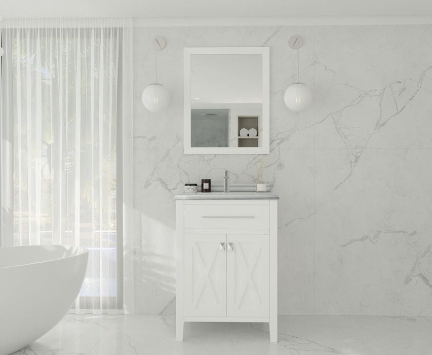 Laviva | Wimbledon 24" White Bathroom Vanity with White Stripes Marble Countertop Laviva - Vanities Laviva   