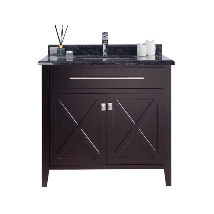 Laviva | Wimbledon 36" Brown Bathroom Vanity with Black Wood Marble Countertop Laviva - Vanities Laviva   