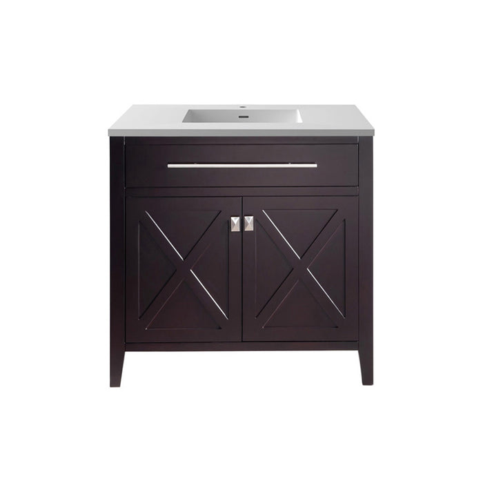 Laviva | Wimbledon 36" Brown Bathroom Vanity with Matte White VIVA Stone Solid Surface Countertop Laviva - Vanities Laviva   