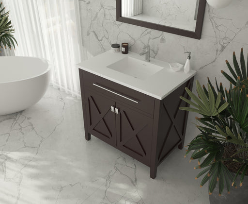 Laviva | Wimbledon 36" Brown Bathroom Vanity with Matte White VIVA Stone Solid Surface Countertop Laviva - Vanities Laviva   