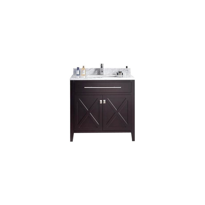 Laviva | Wimbledon 36" Brown Bathroom Vanity with White Carrara Marble Countertop Laviva - Vanities Laviva   