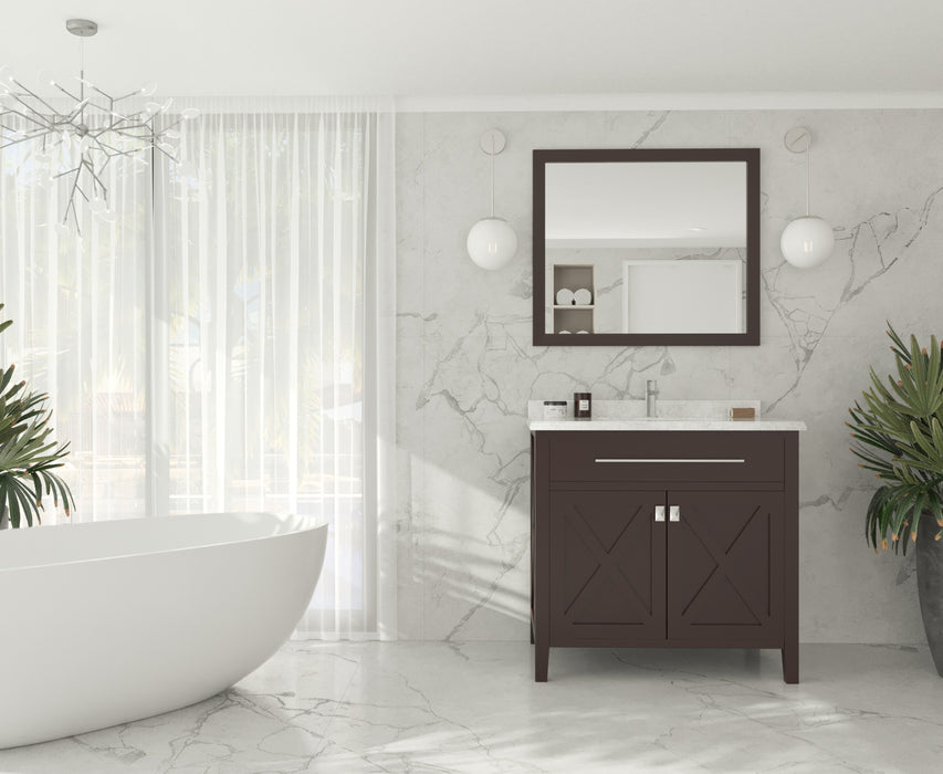 Laviva | Wimbledon 36" Brown Bathroom Vanity with White Carrara Marble Countertop Laviva - Vanities Laviva   