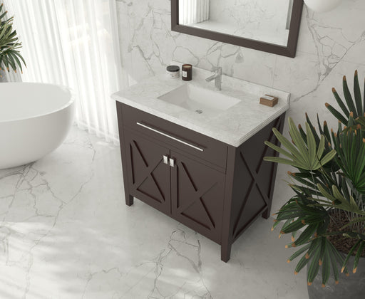 Laviva | Wimbledon 36" Brown Bathroom Vanity with White Carrara Marble Countertop Laviva - Vanities Laviva   