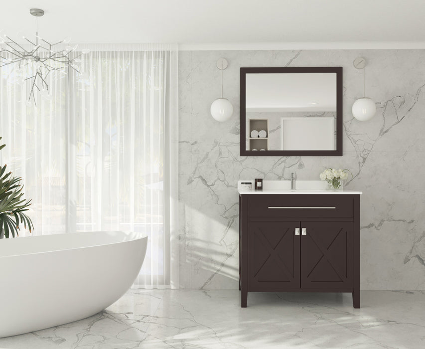 Laviva | Wimbledon 36" Brown Bathroom Vanity with White Quartz Countertop Laviva - Vanities Laviva   