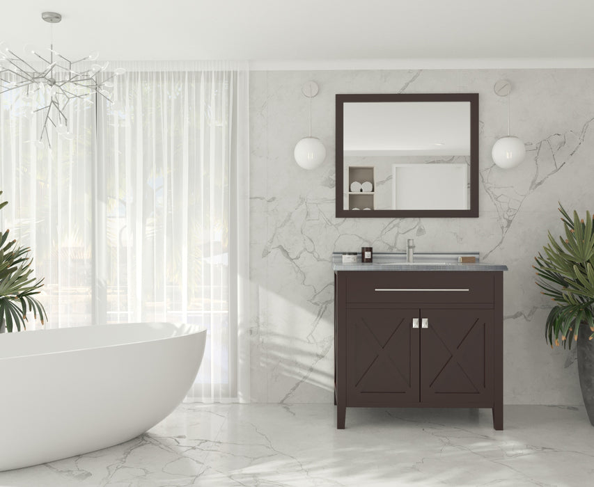 Laviva | Wimbledon 36" Brown Bathroom Vanity with White Stripes Marble Countertop Laviva - Vanities Laviva   