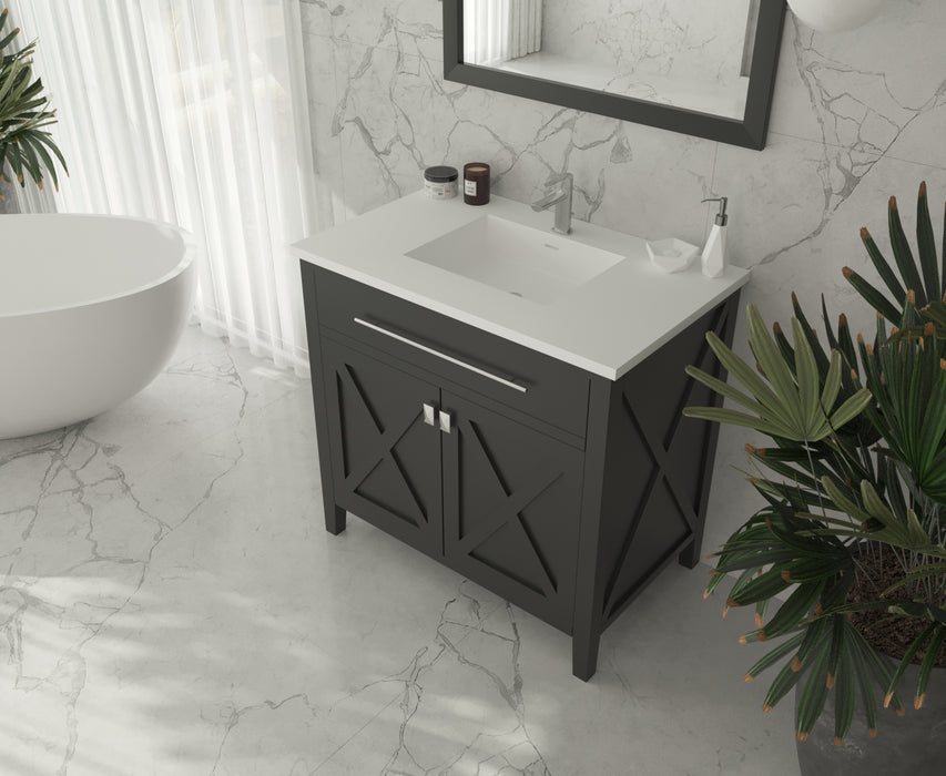 Laviva | Wimbledon 36" Espresso Bathroom Vanity with Matte White VIVA Stone Solid Surface Countertop Laviva - Vanities Laviva   