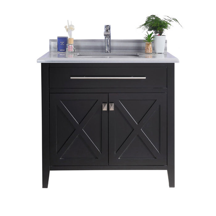 Laviva | Wimbledon 36" Espresso Bathroom Vanity with White Stripes Marble Countertop Laviva - Vanities Laviva   