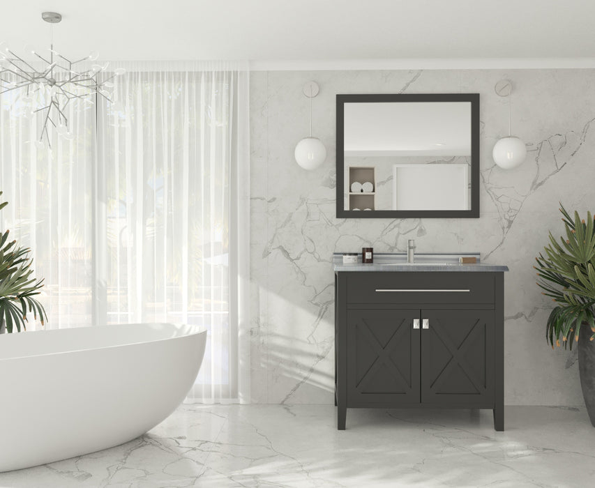 Laviva | Wimbledon 36" Espresso Bathroom Vanity with White Stripes Marble Countertop Laviva - Vanities Laviva   