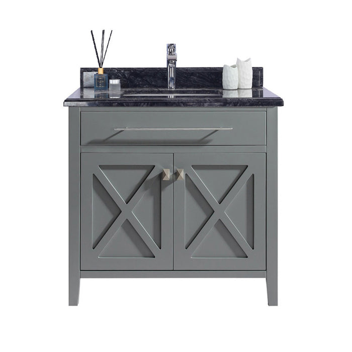 Laviva | Wimbledon 36" Grey Bathroom Vanity with Black Wood Marble Countertop Laviva - Vanities Laviva   