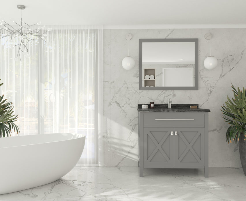 Laviva | Wimbledon 36" Grey Bathroom Vanity with Black Wood Marble Countertop Laviva - Vanities Laviva   