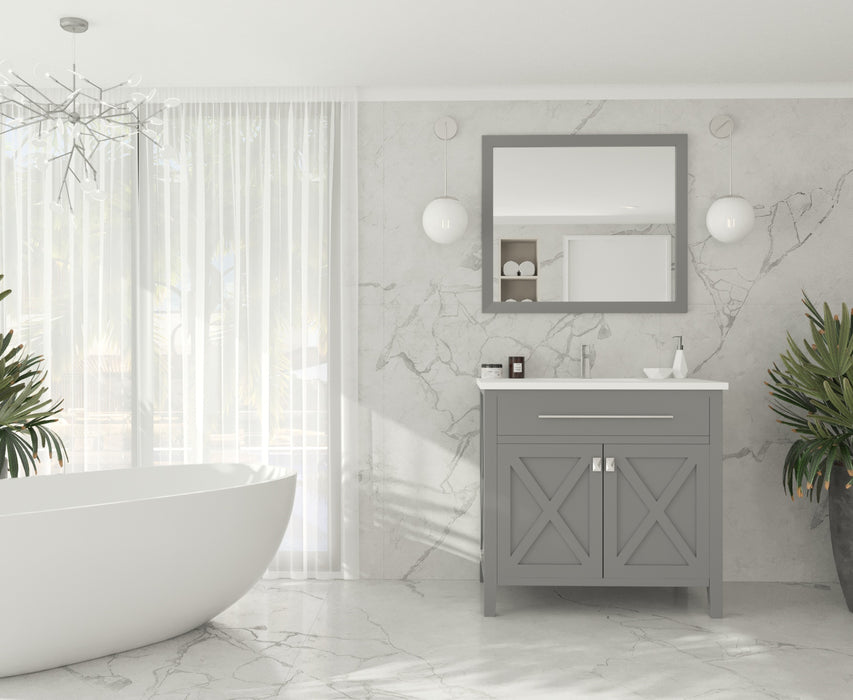 Laviva | Wimbledon 36" Grey Bathroom Vanity with Matte White VIVA Stone Solid Surface Countertop Laviva - Vanities Laviva   