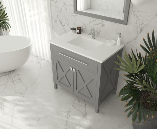 Laviva | Wimbledon 36" Grey Bathroom Vanity with Matte White VIVA Stone Solid Surface Countertop Laviva - Vanities Laviva   