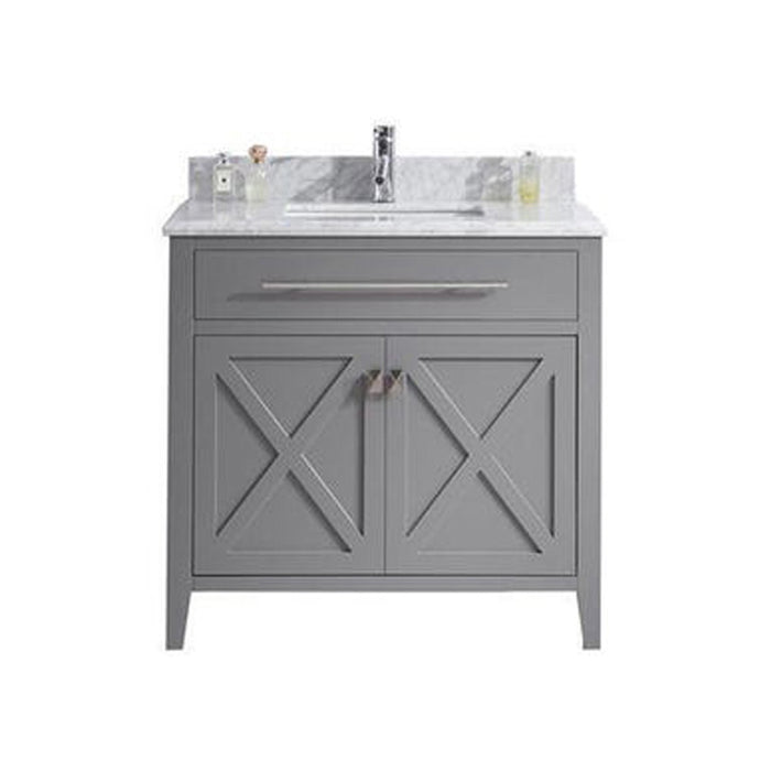 Laviva | Wimbledon 36" Grey Bathroom Vanity with White Carrara Marble Countertop Laviva - Vanities Laviva   