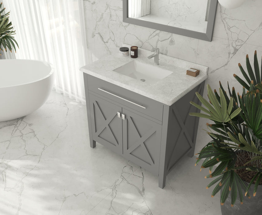 Laviva | Wimbledon 36" Grey Bathroom Vanity with White Carrara Marble Countertop Laviva - Vanities Laviva   